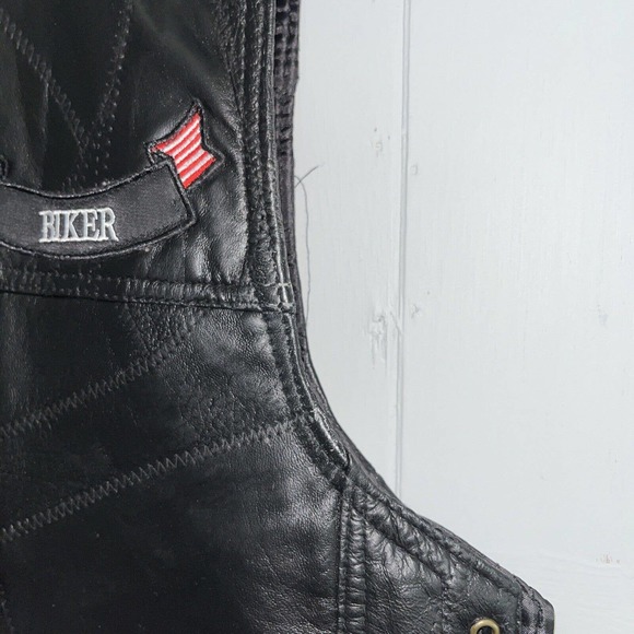 Diamond Plate Buffalo Leather Retro Black Biker Patch Motorcycle Vest Mens Sz L - Picture 9 of 16